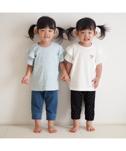 apres les cours（アプレレクール）の「【ジュニア対応】袖フリル半袖Tシャツ/7days Style（Tシャツ/カットソー・キッズ・アイボリー/サックスブルー/ブラック/レッド/ドット/その他3・80/90/100/110/120/130/140）」の13枚目の写真