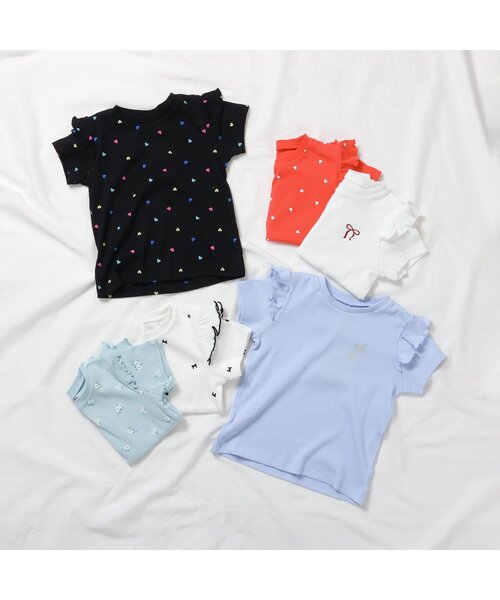 apres les cours（アプレレクール）の「【ジュニア対応】袖フリル半袖Tシャツ/7days Style（Tシャツ/カットソー・キッズ・アイボリー/サックスブルー/ブラック/レッド/ドット/その他3・80/90/100/110/120/130/140）」の14枚目の写真