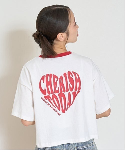 LOVETOXIC（ラブトキシック）の「【LTXC】【GOODPRICE】【綿100％】ハートリンガーTシャツ（Tシャツ/カットソー・キッズ・レッド/オフホワイト/ネイビー/イエロー/ブラック・L:160cm/S:140cm/M:150cm）」の7枚目の写真