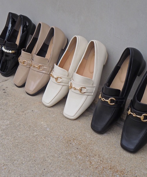 minia（ミニア）の「ワンポイントローファー（ローファー・レディース・ブラック/ベージュ/ブラック系2/アイボリー・L/M/S/LL）」の2枚目の写真