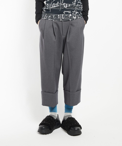 gomme（ゴム）の「ウーリーツイル　タックパンツ（その他パンツ・レディース・チャコールグレー/ボルドー/ブラック・MEDIUM）」の3枚目の写真