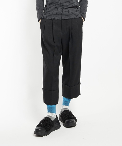 gomme（ゴム）の「ウーリーツイル　タックパンツ（その他パンツ・レディース・チャコールグレー/ボルドー/ブラック・MEDIUM）」の2枚目の写真