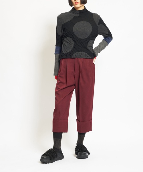 gomme（ゴム）の「ウーリーツイル　タックパンツ（その他パンツ・レディース・チャコールグレー/ボルドー/ブラック・MEDIUM）」の4枚目の写真