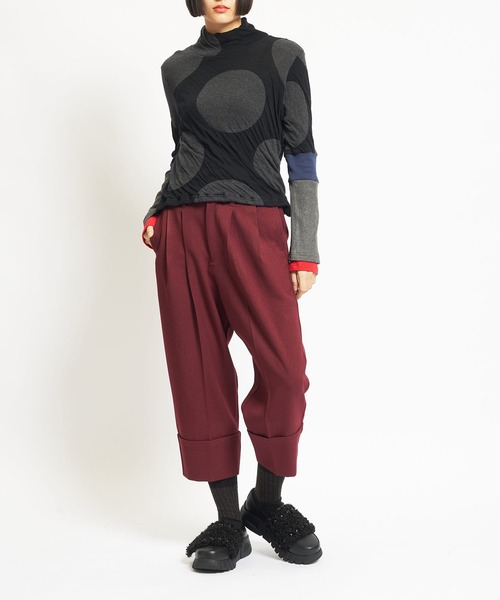 gomme（ゴム）の「ウーリーツイル　タックパンツ（その他パンツ・レディース・チャコールグレー/ボルドー/ブラック・MEDIUM）」の6枚目の写真