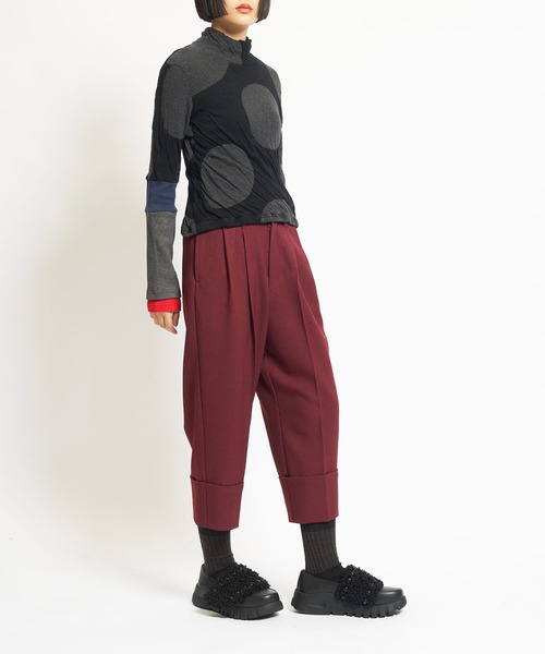 gomme（ゴム）の「ウーリーツイル　タックパンツ（その他パンツ・レディース・チャコールグレー/ボルドー/ブラック・MEDIUM）」の7枚目の写真