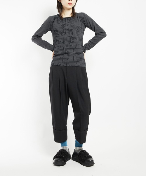 gomme（ゴム）の「ウーリーツイル　タックパンツ（その他パンツ・レディース・チャコールグレー/ボルドー/ブラック・MEDIUM）」の8枚目の写真