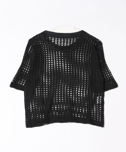Fun & Daily（ファンアンドデイリー）の「F&D : フッシュネットニットソー（Tシャツ/カットソー・レディース・ブラック/ホワイト・FREE）」の4枚目の写真