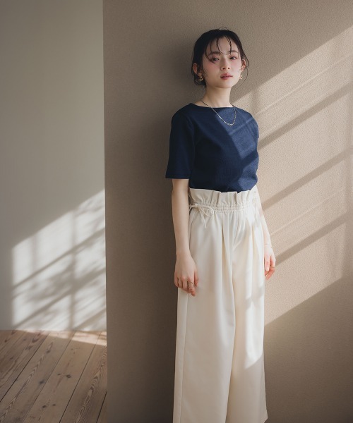 Petitjo（プッチージョ）の「小さいサイズ　ウエストリボンワイドパンツ　低身長さん・小柄女性（その他パンツ・レディース・アイボリー/グレー・PS/PM/PL/PSS）」の8枚目の写真