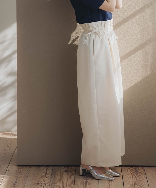Petitjo（プッチージョ）の「小さいサイズ　ウエストリボンワイドパンツ　低身長さん・小柄女性（その他パンツ・レディース・アイボリー/グレー・PS/PM/PL/PSS）」の9枚目の写真