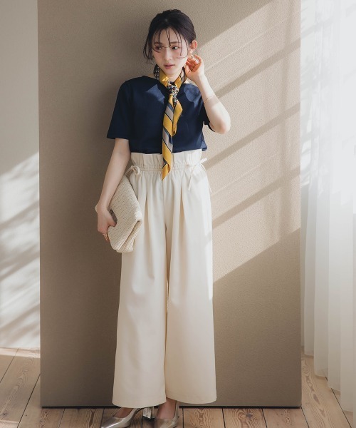 【Chakra8】うさとの服 ベージュ ワイドパンツ ボタン ゴムウエスト Chakra8】うさとの服 ベージュ ワイドパンツ ボタン ゴム