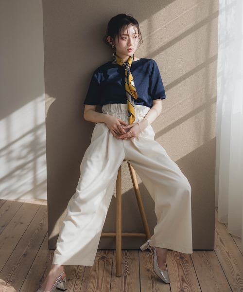 Petitjo（プッチージョ）の「小さいサイズ　ウエストリボンワイドパンツ　低身長さん・小柄女性（その他パンツ・レディース・アイボリー/グレー・PS/PM/PL/PSS）」の15枚目の写真