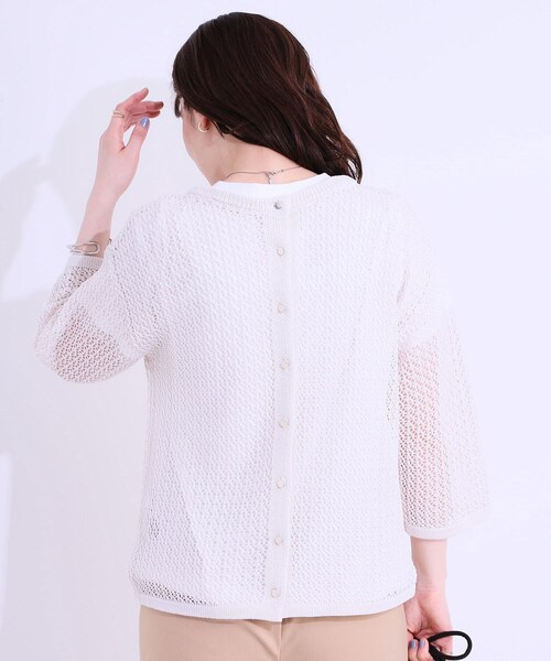 DRESKIP(ドレスキップ)の「【S-LL/2WAY】ラメが華やか 透かしニットカーディガン(カーディガン/ボレロ・レディース・ブラウン系/オフホワイト/パープル・01/02/03/04)」の7枚目の写真