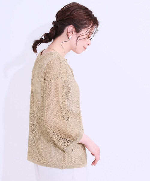 DRESKIP(ドレスキップ)の「【S-LL/2WAY】ラメが華やか 透かしニットカーディガン(カーディガン/ボレロ・レディース・ブラウン系/オフホワイト/パープル・01/02/03/04)」の12枚目の写真