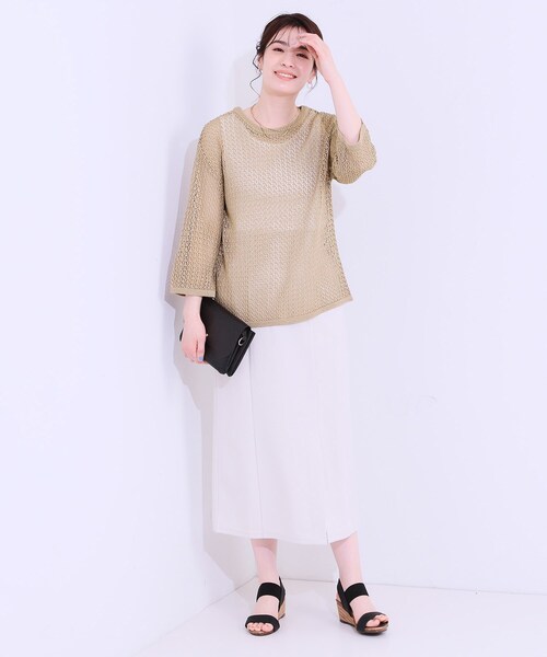 DRESKIP(ドレスキップ)の「【S-LL/2WAY】ラメが華やか 透かしニットカーディガン(カーディガン/ボレロ・レディース・ブラウン系/オフホワイト/パープル・01/02/03/04)」の15枚目の写真