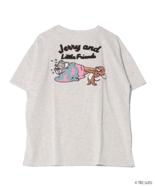 Tom＆Jerry（トムアンドジェリー）の「【公式】トムとジェリー　サガラ刺繍半袖Tシャツ（Tシャツ/カットソー・レディース・イエロー/ネイビー/オートミール/ミント・M/L）」の2枚目の写真