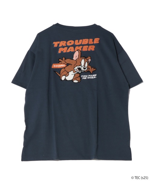 Tom＆Jerry（トムアンドジェリー）の「【公式】トムとジェリー　サガラ刺繍半袖Tシャツ（Tシャツ/カットソー・レディース・イエロー/ネイビー/オートミール/ミント・M/L）」の3枚目の写真