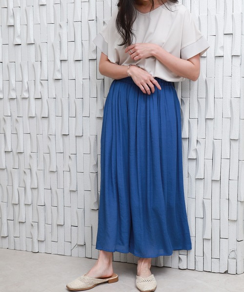 libelle more(リベル モア)の「〈洗える〉ウエストフリルギャザーパンツ(その他パンツ・レディース・ターコイズブルー/ブルー/カーキ/テラコッタ/マスタード/モカ・M)」の15枚目の写真