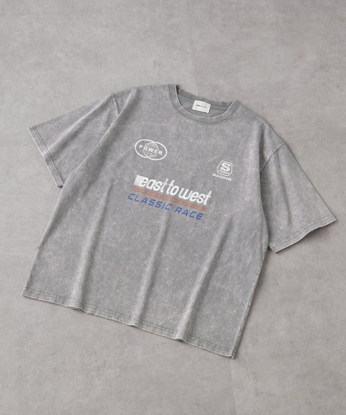 EMMA CLOTHES（エマクローズ）の「ヴィンテージ加工 ゲームデザイン レーシングプリント半袖Tシャツ（Tシャツ/カットソー・メンズ・オフホワイト/グレー/ブラック・M/L）」の22枚目の写真