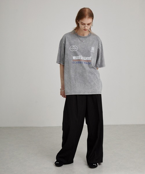 EMMA CLOTHES（エマクローズ）の「ヴィンテージ加工 ゲームデザイン レーシングプリント半袖Tシャツ（Tシャツ/カットソー・メンズ・オフホワイト/グレー/ブラック・M/L）」の10枚目の写真
