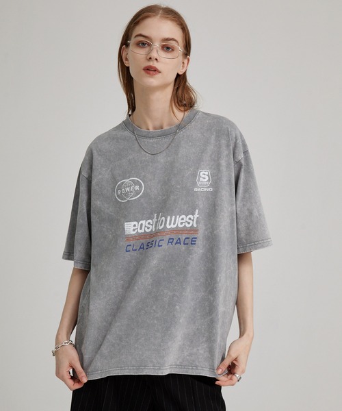 EMMA CLOTHES（エマクローズ）の「ヴィンテージ加工 ゲームデザイン レーシングプリント半袖Tシャツ（Tシャツ/カットソー・メンズ・オフホワイト/グレー/ブラック・M/L）」の12枚目の写真