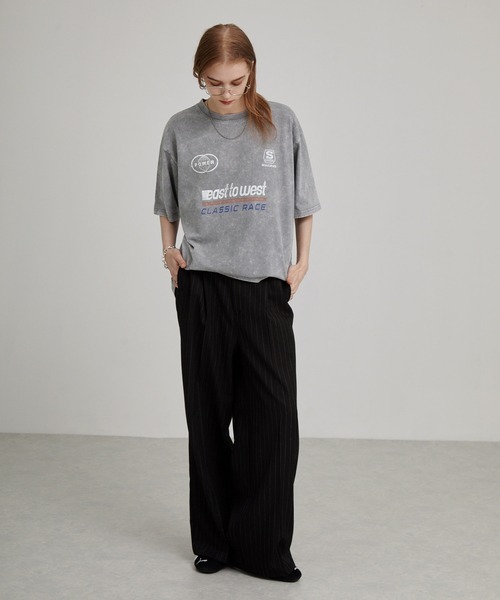 EMMA CLOTHES（エマクローズ）の「ヴィンテージ加工 ゲームデザイン レーシングプリント半袖Tシャツ（Tシャツ/カットソー・メンズ・オフホワイト/グレー/ブラック・M/L）」の13枚目の写真