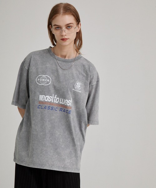 EMMA CLOTHES（エマクローズ）の「ヴィンテージ加工 ゲームデザイン レーシングプリント半袖Tシャツ（Tシャツ/カットソー・メンズ・オフホワイト/グレー/ブラック・M/L）」の14枚目の写真