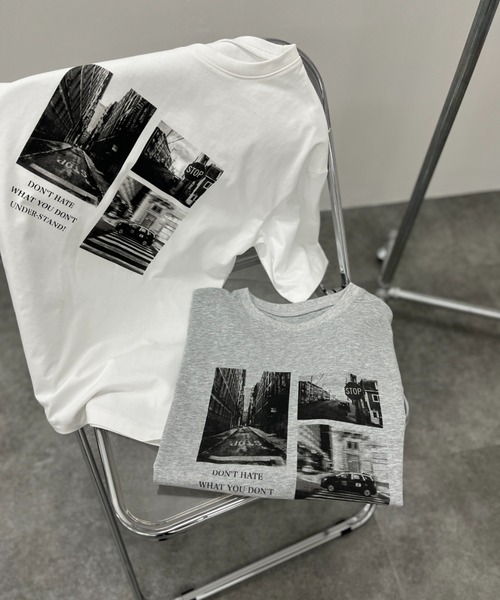 ISOOK（アイスー）の「オリジナルフォトプリントTシャツ(chiica original) / グラフィック フォトデザイン プリントT 半袖 オーバーサイズ ビックシルエット オーバーTシャツ メンズライク モード モノトーン モノクロ ホワイト 白 グレー（Tシャツ/カットソー・レディース・ホワイト/グレー・FREE）」の20枚目の写真