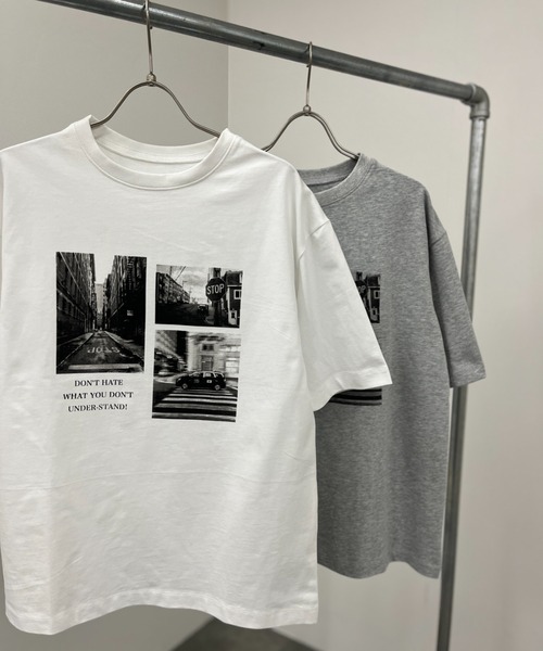 ISOOK（アイスー）の「オリジナルフォトプリントTシャツ(chiica original) / グラフィック フォトデザイン プリントT 半袖 オーバーサイズ ビックシルエット オーバーTシャツ メンズライク モード モノトーン モノクロ ホワイト 白 グレー（Tシャツ/カットソー・レディース・ホワイト/グレー・FREE）」の21枚目の写真