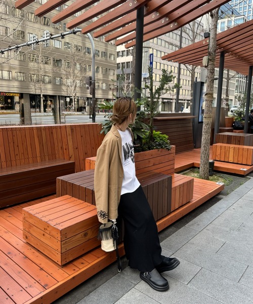 ISOOK（アイスー）の「オリジナルフォトプリントTシャツ(chiica original) / グラフィック フォトデザイン プリントT 半袖 オーバーサイズ ビックシルエット オーバーTシャツ メンズライク モード モノトーン モノクロ ホワイト 白 グレー（Tシャツ/カットソー・レディース・ホワイト/グレー・FREE）」の15枚目の写真