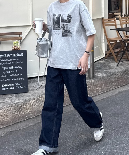 ISOOK（アイスー）の「オリジナルフォトプリントTシャツ(chiica original) / グラフィック フォトデザイン プリントT 半袖 オーバーサイズ ビックシルエット オーバーTシャツ メンズライク モード モノトーン モノクロ ホワイト 白 グレー（Tシャツ/カットソー・レディース・ホワイト/グレー・FREE）」の9枚目の写真