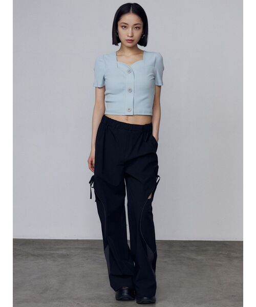 EMODA フロントボタントップ + ハイウエストルーズパンツ セットアップ EMODA フロントボタントップ + ハイウエストルーズパンツ