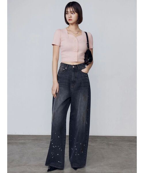 EMODA（エモダ）の「フロントボタンショートリブトップ（Tシャツ/カットソー・レディース・グレー/ホワイト/ピンク/ブラック/レッド・FREE）」の11枚目の写真