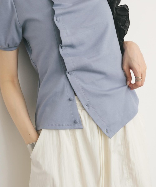 KBF（ケイビーエフ）の「アシメトリーデザインカットソー（Tシャツ/カットソー・レディース・オートミール/ネイビー/ブルー・ONE）」の7枚目の写真