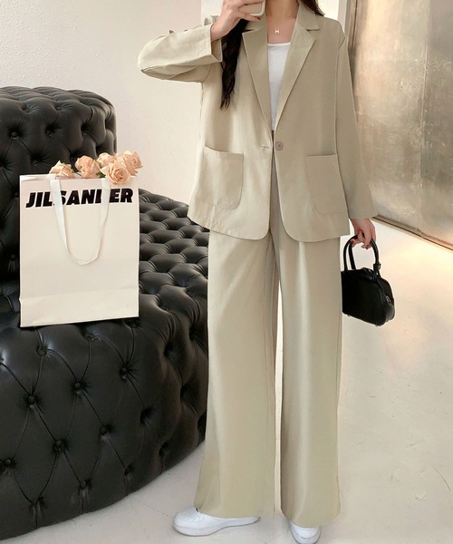 セール】テーラードジャケット ワイドパンツ セットアップ スーツ