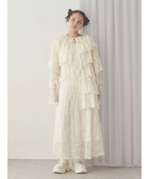 merry jenny（メリージェニー）の「レースティアードキャミワンピース（ワンピース・レディース・アイボリー/オフホワイト・FREE）」の11枚目の写真