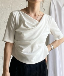 She's Closet（シーズクローゼット）の「半袖オフショルダードレープトップス/Tシャツ（Tシャツ/カットソー）」