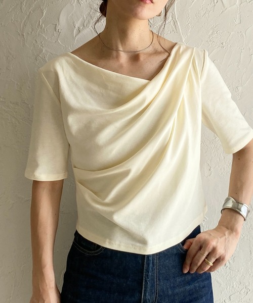 定価13620 オフショルダー　クロップドシャツ KOEISTORE ワンショルダー オフショルダー カットソー Tシャツ