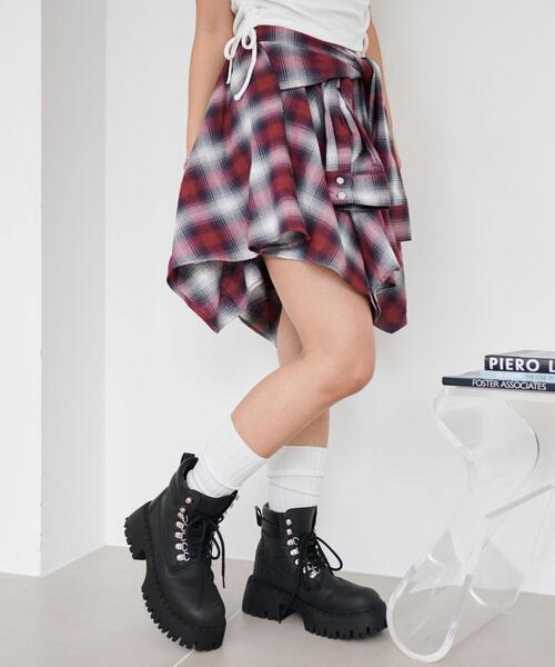 WEGO（ウィゴー）の「WEGO/【25年春夏新作】チェックシャツイレヘムミニスカート（スカート・レディース・ブラック/レッド・FREE）」の20枚目の写真