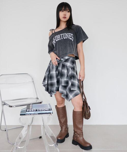 WEGO（ウィゴー）の「WEGO/【25年春夏新作】チェックシャツイレヘムミニスカート（スカート・レディース・ブラック/レッド・FREE）」の16枚目の写真