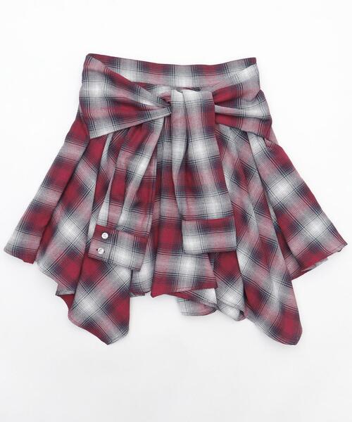 WEGO（ウィゴー）の「WEGO/【25年春夏新作】チェックシャツイレヘムミニスカート（スカート・レディース・ブラック/レッド・FREE）」の10枚目の写真