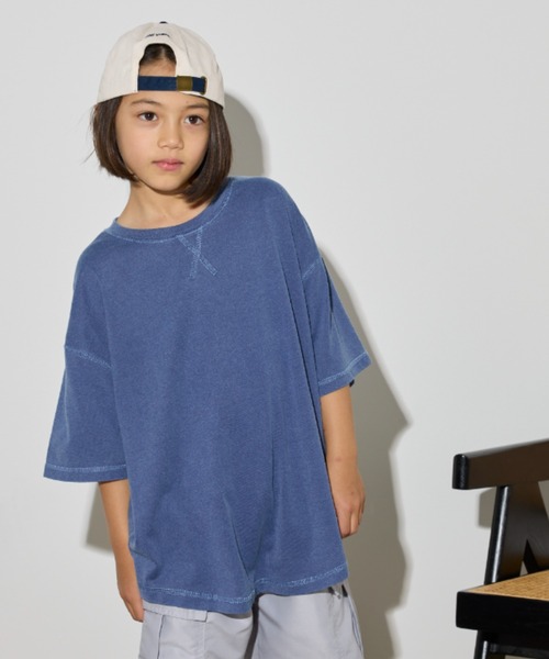 Auntie Rosa Holiday（アンティローザホリデー）の「オーバーサイズピグメントTEE（Tシャツ/カットソー・キッズ・ブラック/チャコールグレー/グリーン/ネイビー・130/140/150/160）」の12枚目の写真