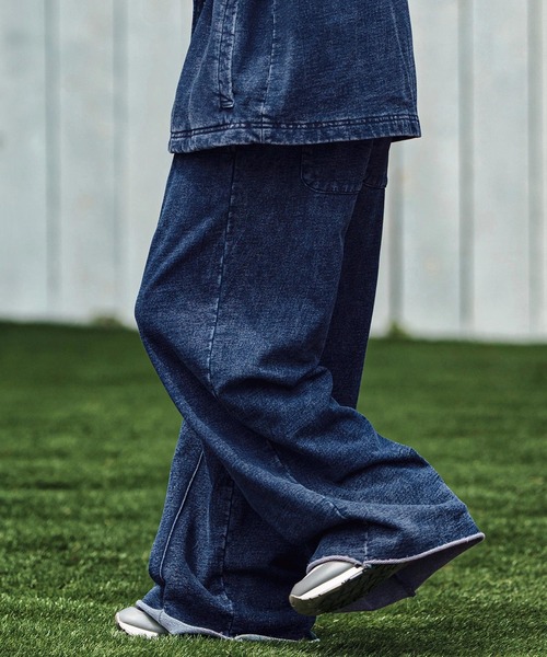 CAMBIO(カンビオ)の「mp13805- Heavy Weight Indigo Cut Off Wide Semi Flare Sweat Pants スウェットパンツ(スウェットパンツ・メンズ・ブルー/ブラック・S/M/L)」の9枚目の写真