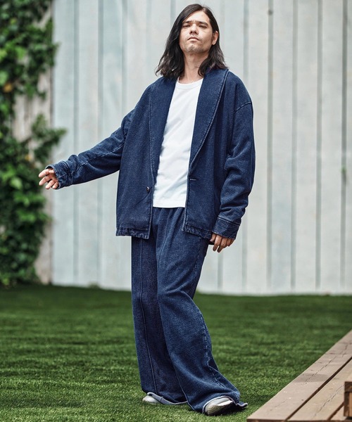 CAMBIO(カンビオ)の「mp13805- Heavy Weight Indigo Cut Off Wide Semi Flare Sweat Pants スウェットパンツ(スウェットパンツ・メンズ・ブルー/ブラック・S/M/L)」の14枚目の写真