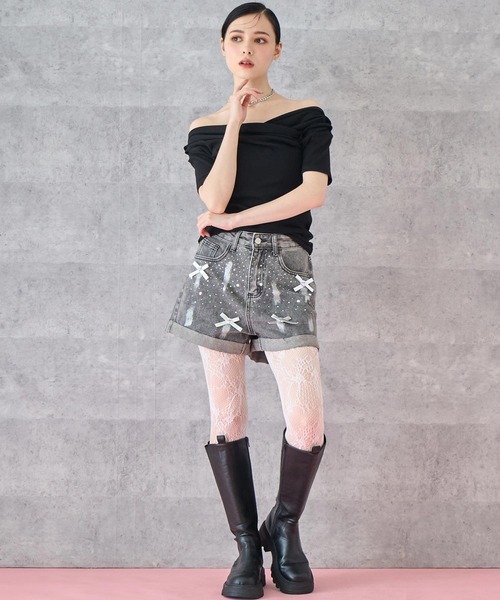 セール】リボン ラメ デニム ショートパンツ（その他パンツ）｜ANAP