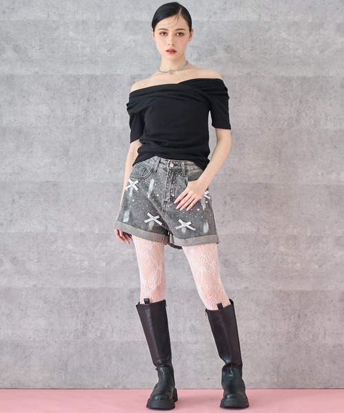 ANAP(アナップ)の「リボン ラメ デニム ショートパンツ(その他パンツ・レディース・ブラック/ライトブルー・M/S)」の15枚目の写真