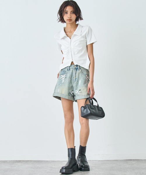 ANAP(アナップ)の「リボン ラメ デニム ショートパンツ(その他パンツ・レディース・ブラック/ライトブルー・M/S)」の11枚目の写真