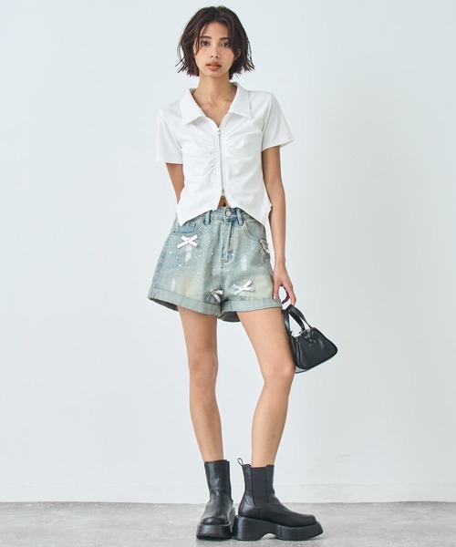ANAP(アナップ)の「リボン ラメ デニム ショートパンツ(その他パンツ・レディース・ブラック/ライトブルー・M/S)」の10枚目の写真