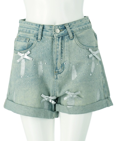 セール】リボン ラメ デニム ショートパンツ（その他パンツ）｜ANAP