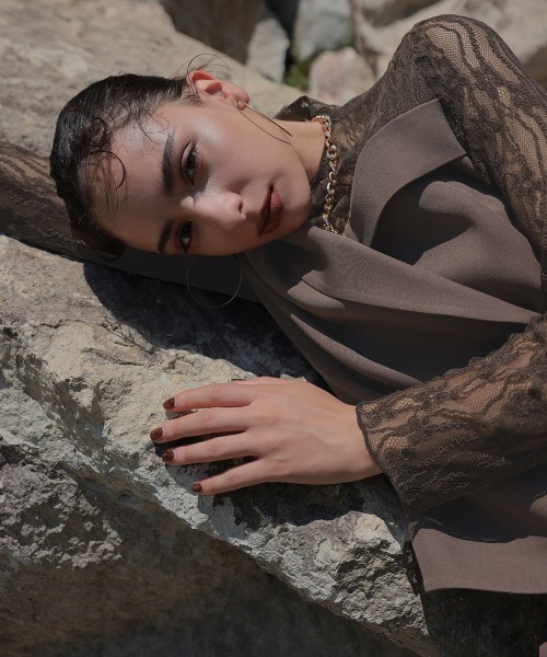 Callarus(カラルス)の「【オケージョン対応】アシメテーラードデザインレースブラウスワイドパンツドレス〔Callarus〕(パンツドレス・レディース・ブラウン/グレー/ブラック・3L/LL/L/M/S)」の18枚目の写真