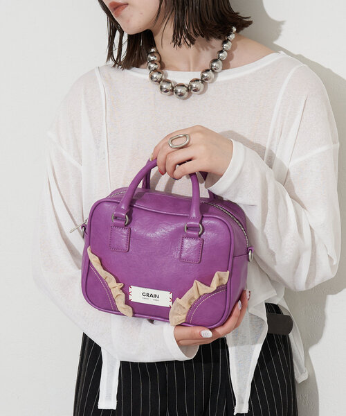 GRAIN(グレイン)の「【GRAIN/グレイン】2WAYヴィンテージチュールminiボストンバッグ(ショルダーバッグ・レディース・アイボリー/ブラウン/パープル/ブラック・FREE)」の7枚目の写真